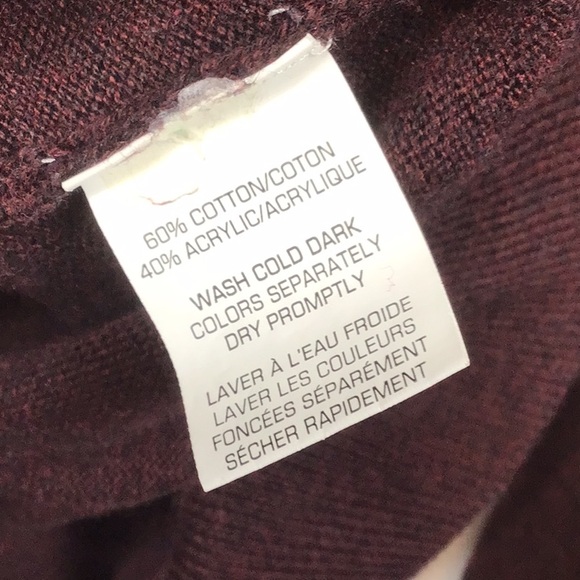 Van Heusen Maroon Cotton Blend Knit V-Neck Sweater - Picture 5 of 9